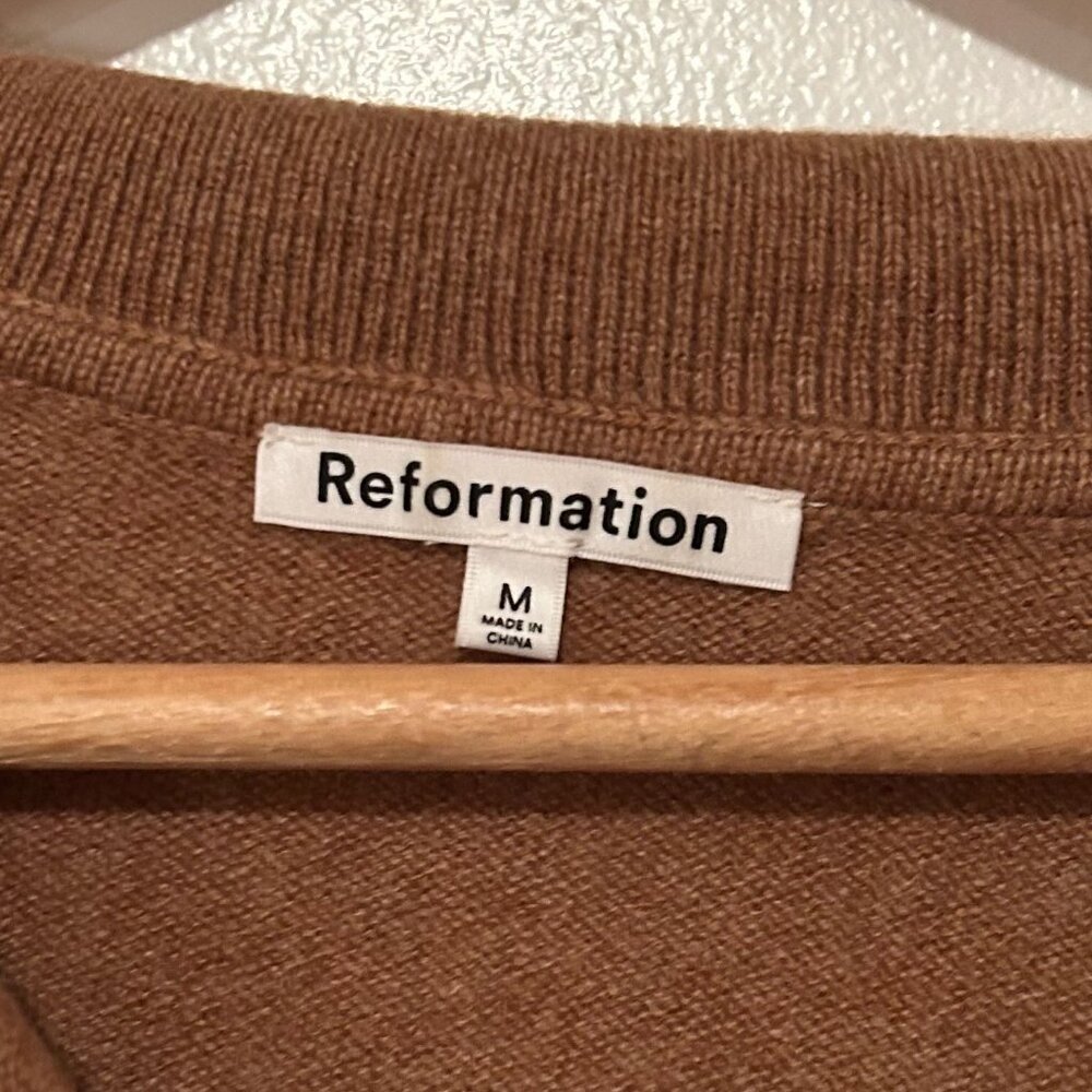 Reformation Cropped Cashmere Sweater (medium) in Khaki